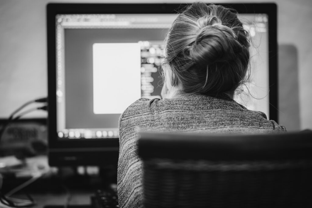 a designer in front of the computer